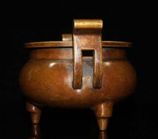 Perfect Antique Chinese Bronze Incense Burner carved Handle Xuande Marked 3
