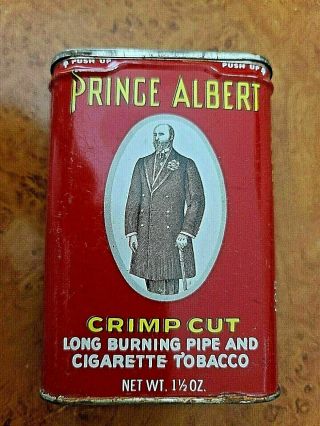 Vintage Prince Albert For Pipe And Cigarette Smokers Crimp Cut Tobacco Container