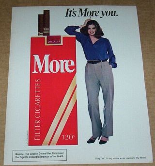 1983 Print Ad - More Cigarettes Sexy Girl Smoking Vintage Tobacco Advertising