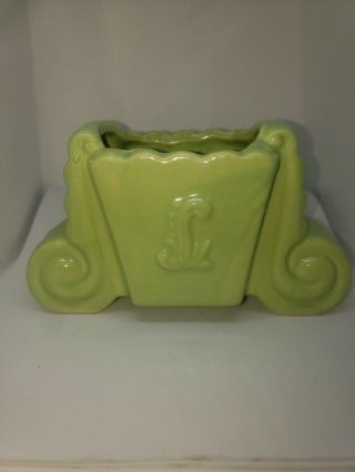 Vintage Mid Century Green Planter Vase Sweet Pea Art Deco Ceramic