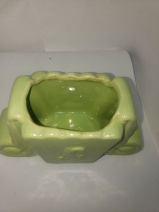 Vintage Mid Century Green Planter Vase Sweet Pea Art Deco Ceramic 3