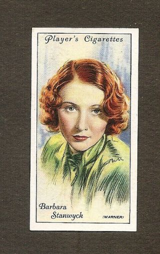 Barbara Stanwyck Card Vintage 1930s Player 