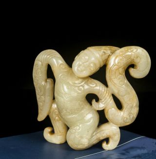 One Fine Chinese Ancient Han Hetian Jade Carving Dancers Decorations