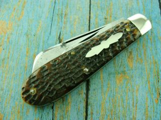Antique 1917 Schrade Cut Co Walden Ny Bone Swell End Jumbo Pocket Knife Knives