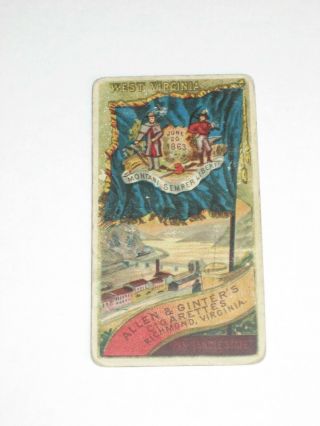 1890 N11 Allen & Ginter Cigarettes - Flags Of States Card - West Virginia