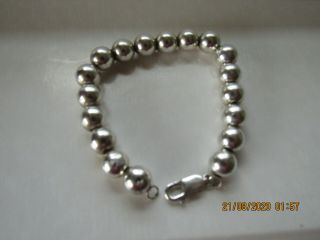 Large Sterling Silver Large Ball Bead Bracelet Length 8” 16.  8 Grams Vintage