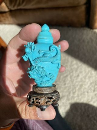 A 19th/early 20th Century Chinese Carved Turquoise Snuff Bottle