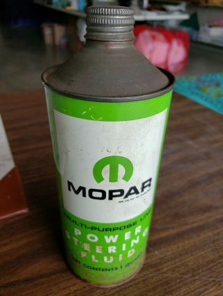 Vintage Mopar Power Steering Fluid 1 Quart Empty Green Can