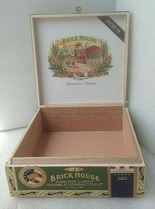 GREEN BRICK HOUSE - CORONA LARGA - DOUBLE CONNECTICUT - WOOD CIGAR BOX 6 - 1/4X46 2