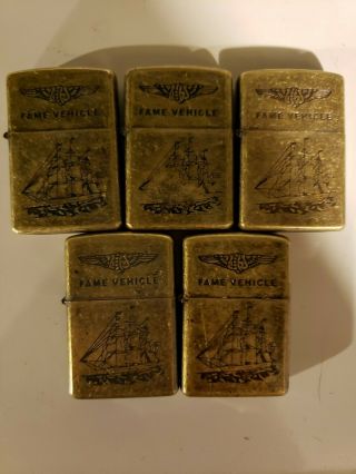 5x Rough Waters Sailboat Oceanic Voyager Vintage Style Fluid Lighter