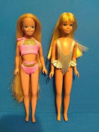 2 Vintage 1970s & 1985 Swimsuit Skipper Dolls: Sun Set Malibu,  Tropical