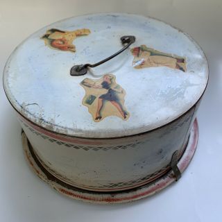 Vintage Decoware Cake Tin Metal Carrier