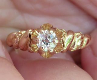 14k Antique Vintage Art Deco Vs Old Mine Cut Natural Diamond Engagement Ring Wow