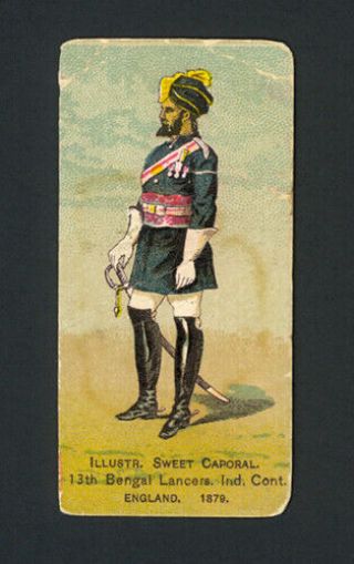 13th Bengal Lancers Ind.  Cont.  England 1888 N224 Kinney Military Series - Vg