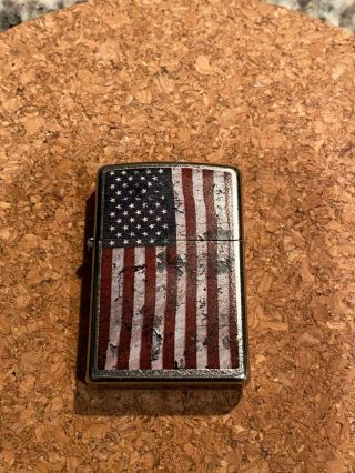 Zippo Lighter With Distressed American Flag