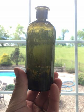 Vintage Antique Black Glass Open Pontil Utility Bottle