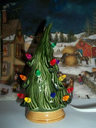 Windy Pine Ceramic Xmas Tree Light Vtg Inspired Toy Doll Size Old Color Bulbs
