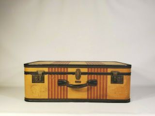 Antique Oshkosh Chief Luggage Striped Suitcase 26 " Vintage