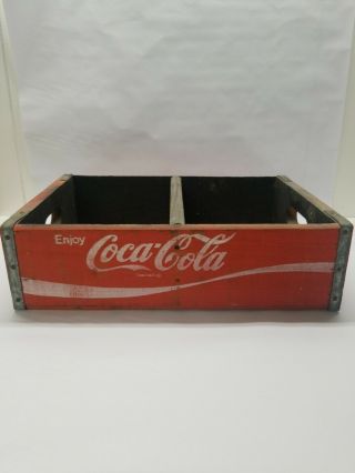 Vintage Red/black Coca Cola Soda Pop Wooden Crate Carrier Box.