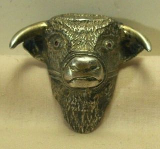 Antique Angus Hereford Jewel Eyed Bull Scarf Or Bolo Tie Brass Slide