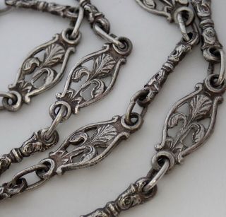 Antique Peruzzi Sterling Silver Fleur De Lis Chain Necklace