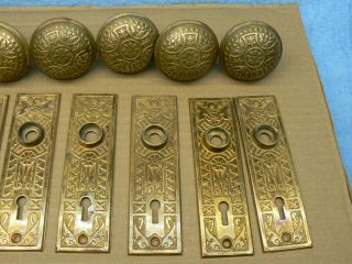 Vintage Brass Matching Door Knobs And Plates Hardware Set 2