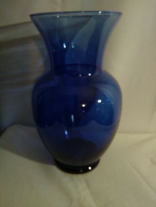 Vintage Large Cobalt Blue Glass Vase 9.  0 " Tall X 4.  5 " Across Opening