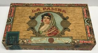 Antique La Palina Excellentes Wooden Cigar Box Congress Cigar Co Philadelphia Pa