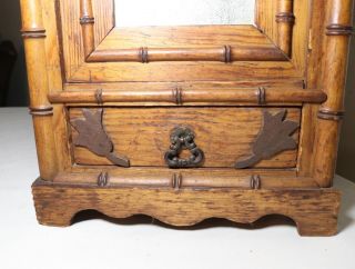 antique handmade miniature salesman sample bamboo wood dresser wardrobe cabinet. 3