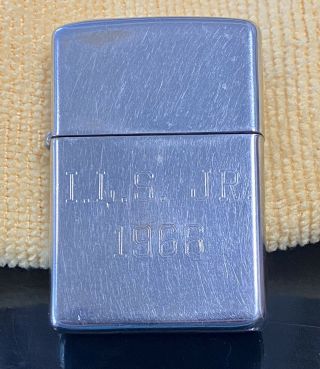 1966 Zippo Lighter Engraved I.  L.  S.  Jr Pocket Silver Metal Vietnam Era