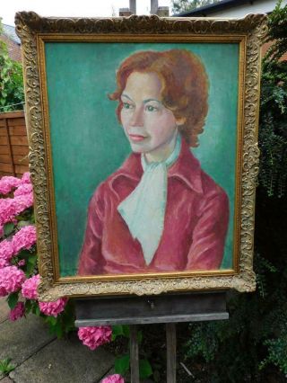 Vintage Old Painting Oil Portrait Signed Emmanuel Levy