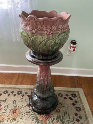 Very Rare Weller Matching Jardiniere And Pedestal C.  1900 - 1925 American Antique