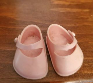 Vogue Ginny Signed Pink Doll Shoes With Side Button Mary Jane 1950 