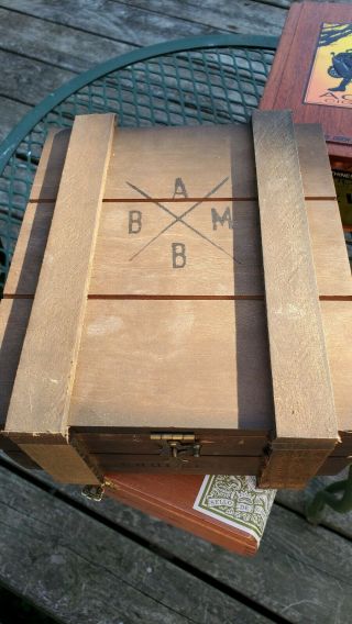 Vintage Large 8 " Collector Cigar Box Wooden Alex Bradley Organizer Unique Lock