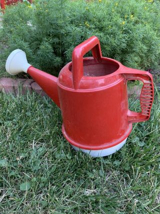 Vtg Lawnware Plastic Watering Can Red Design