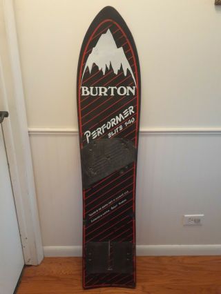 Vintage 1987 Burton Performer Elite 140 Snowboard Black & Red Please Read