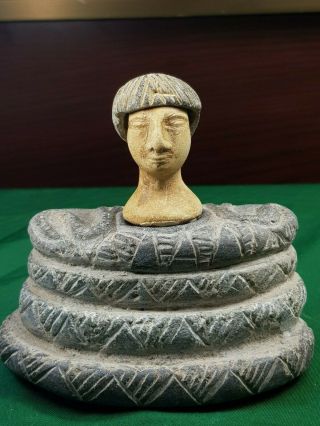 Very Old Bactrian Rare Chloride Stone Composite Statue.  Alabaster Stone Head