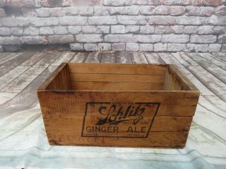 Rare Antique 1920s Prohibition Era Schlitz Ginger Ale Wooden Crate Milwaukee Vtg