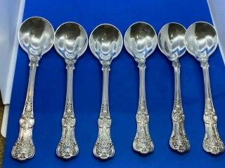 Six (6) Tiffany & Co.  English King Sterling Silver Ice Cream Spoons 5 3/8 "