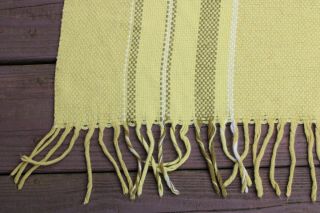 Vtg Troy Leisure Blanket Yellow Woven Wool Stripe Throw Fringe USA 51.  5x63.  5 2