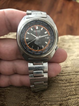 Vintage Seiko World Time Automatic Gmt Japan 6117 - 6400 Wrist Watch