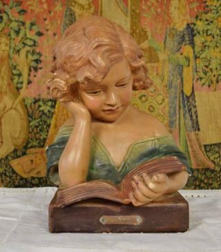 Gorgeous Antique French Plaster Bust,  " A L 
