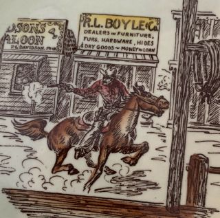 Vintage Vernon Kilns Frontier Days Serving Bowl - Western Cowboy Horseback