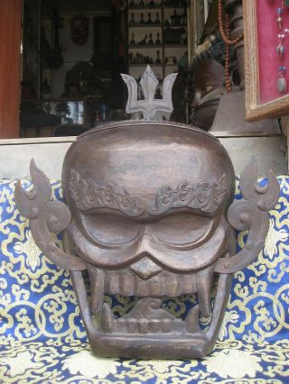 Antique Handmade Iron Tibetan Tantrik Shmashana Adhipati Chitipati Mask,  Nepal