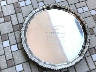 Sterling Silver 3 Footed Salver - Tray - Searle & Co Ltd - London - 1960
