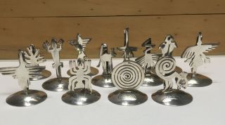 Vintage Sterling Silver Place Card Holders Set Of 12 ‘ Desert Theme ‘ W/ Storage