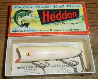 Vintage Heddon Lucky 13/wood/ultra Rare Pearl Color/in Box/very