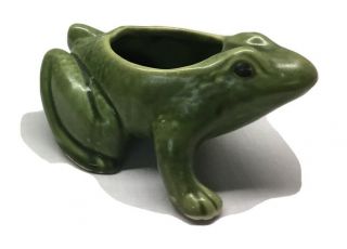 Vintage Brush Mccoy Pottery Frog Planter - Matte Green,  5.  75 Inch