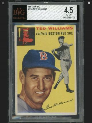 1954 Topps Ted Williams 250 Hof Red Sox Bvg Bgs 4.  5 Great Color/well Centered