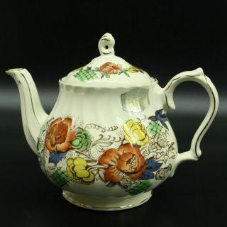 Vintage Sadler Rose Garden Teapot With Lid Floral Pattern Roses Made In England